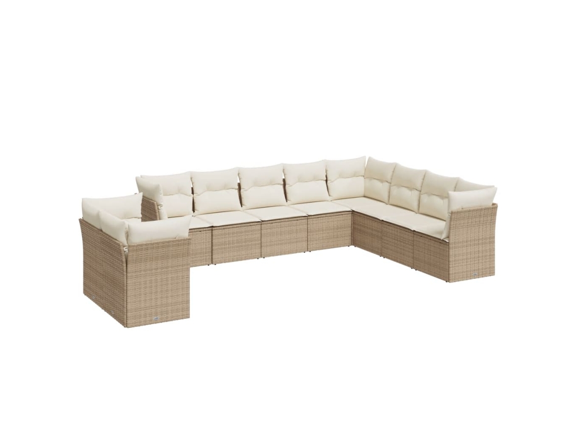 Maison Exclusive - 10 Pcs Conjunto De Sofás P/ Jardim Com Almofadões Vime Pe Bege