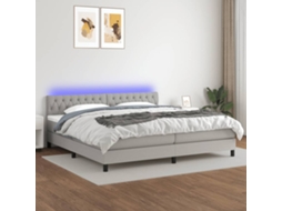 Vidaxl Cama Box Spring C/ Colchão E Led 200x200 Cm Tecido Cinza-claro