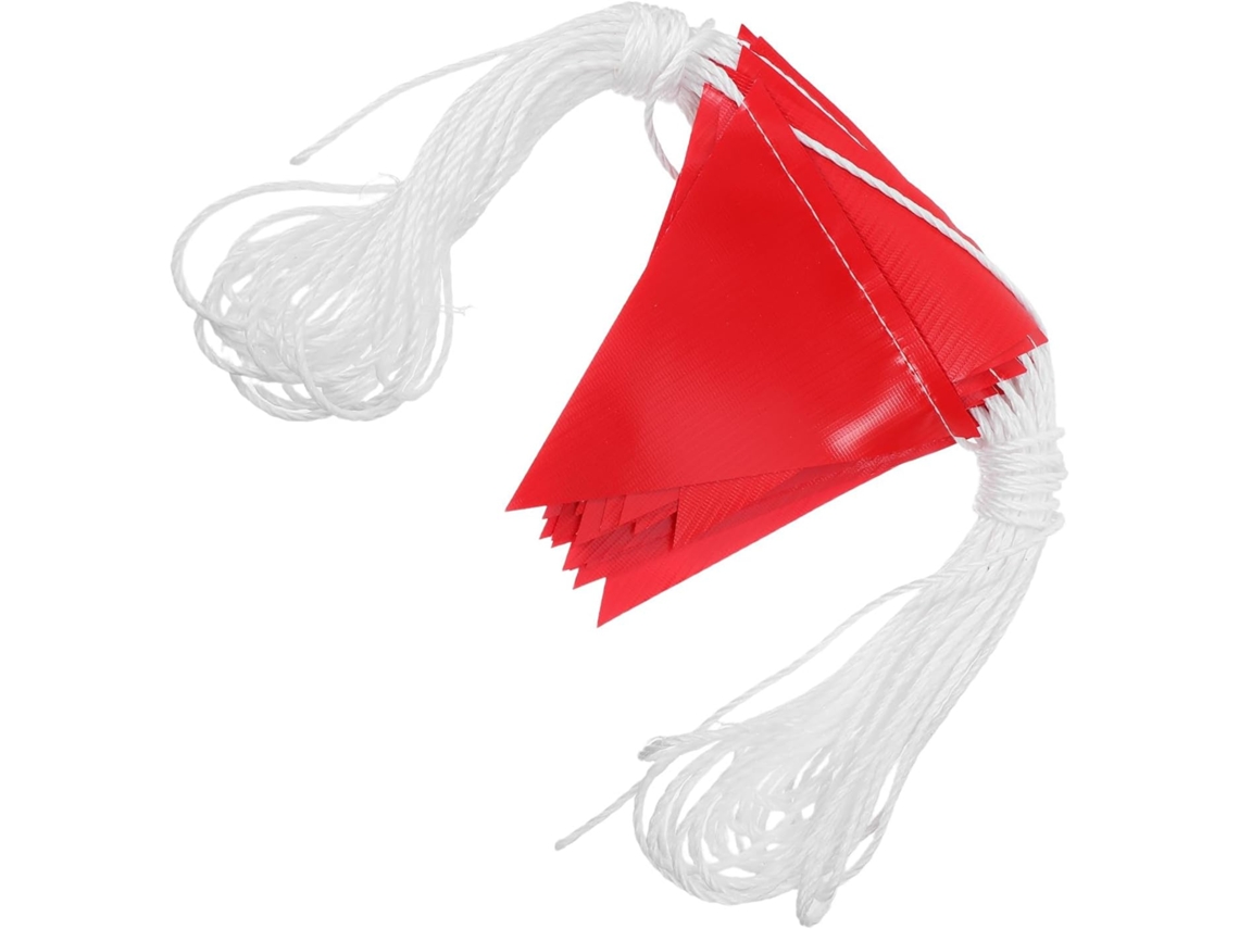Guirlanda de 45 Bandeiras de Advertência Triangulares Vermelhas, Medindo 19 X 16,5 Cm, em Corda de 30 M. SFUSHOS