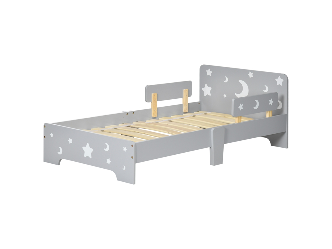 Cama Infantil Para Crianças De 3 A 6 Anos, Design De Estrelas E Lua, Estrado De Ripas Incluído, Estilo Moderno (143 X 76 X 49 Cm), Cor Cinza
