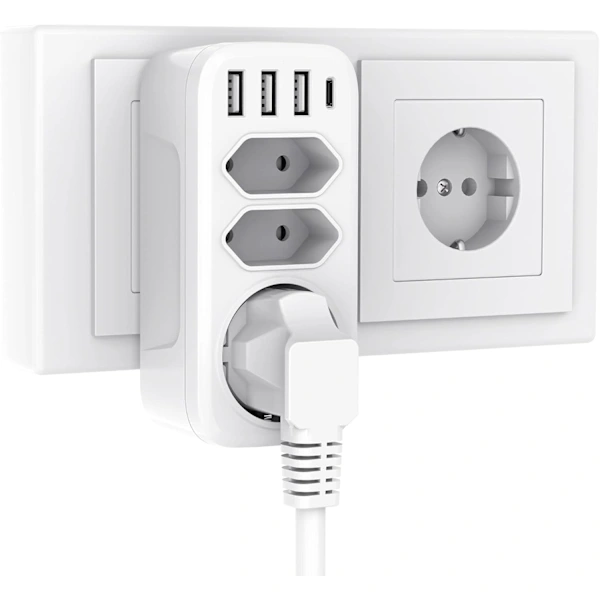 Tomada Usb, Adaptador De Tomada 7 Em 1(branco)
