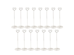 15 Unidades Portavasos De Mesa Corazón 22cm Portarretratos De Alambre De Hierro Para Boda Memos Plata