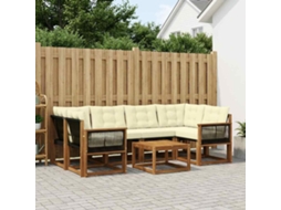 Vidaxl Conjunto De Sofás Para Exterior 7 Pcs Natural E Creme