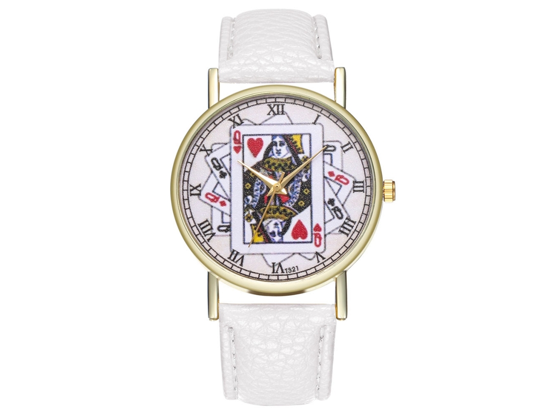 Relógio de Pulso de Moda Casual com Quartzo e Pulseira de Couro Branco para Homens e Mulheres