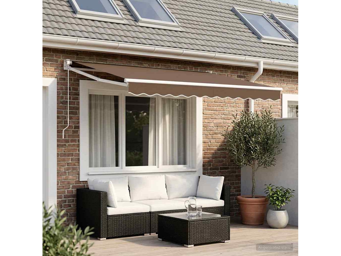 Vidaxl Toldo Retrátil Cinzento-acastanhado 3 X 2,5 M