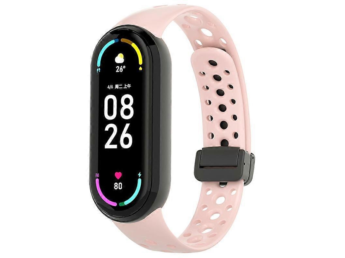 Pulseira De Silicone Preta Com Fecho Magnético E Furos Redondos Para Xiaomi Smart Band 10/9/8