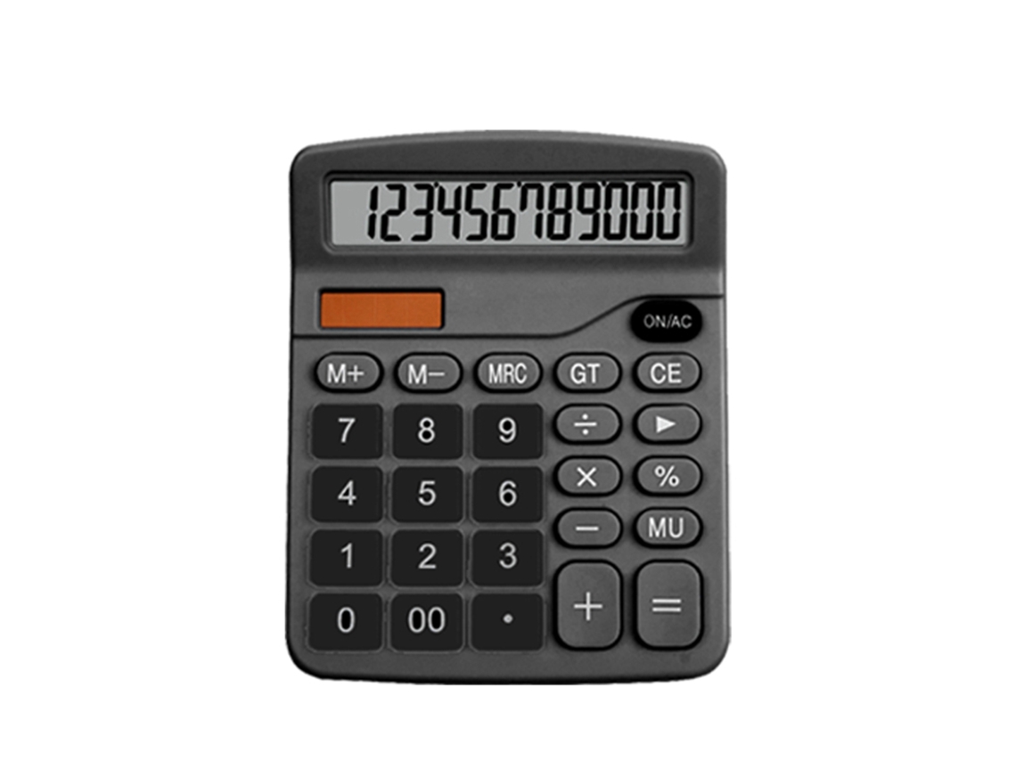 Calculadora De Escritório Com 12 Dígitos Solar E Bateria Para Estudantes, Escritório E Lar - Preto