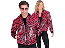 Bomber fashion listrado fúcsia com estampa animal para adulto