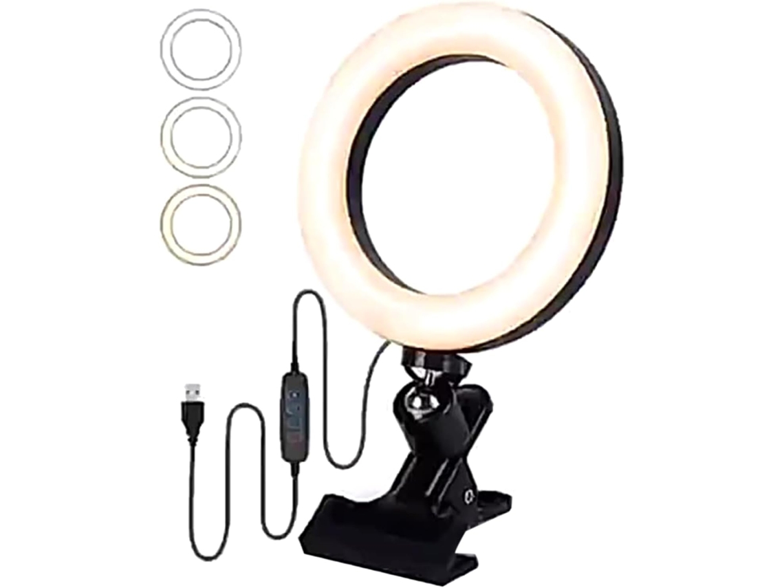 Luz de Selfie SFUSHOS com clip para laptop de 6 polegadas, alimentada por USB