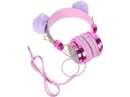 Homsfou Casque Audio Para Garçon Et Filles En Peluche Rose Abs 3, 5 Mm Couleur Aléatoire