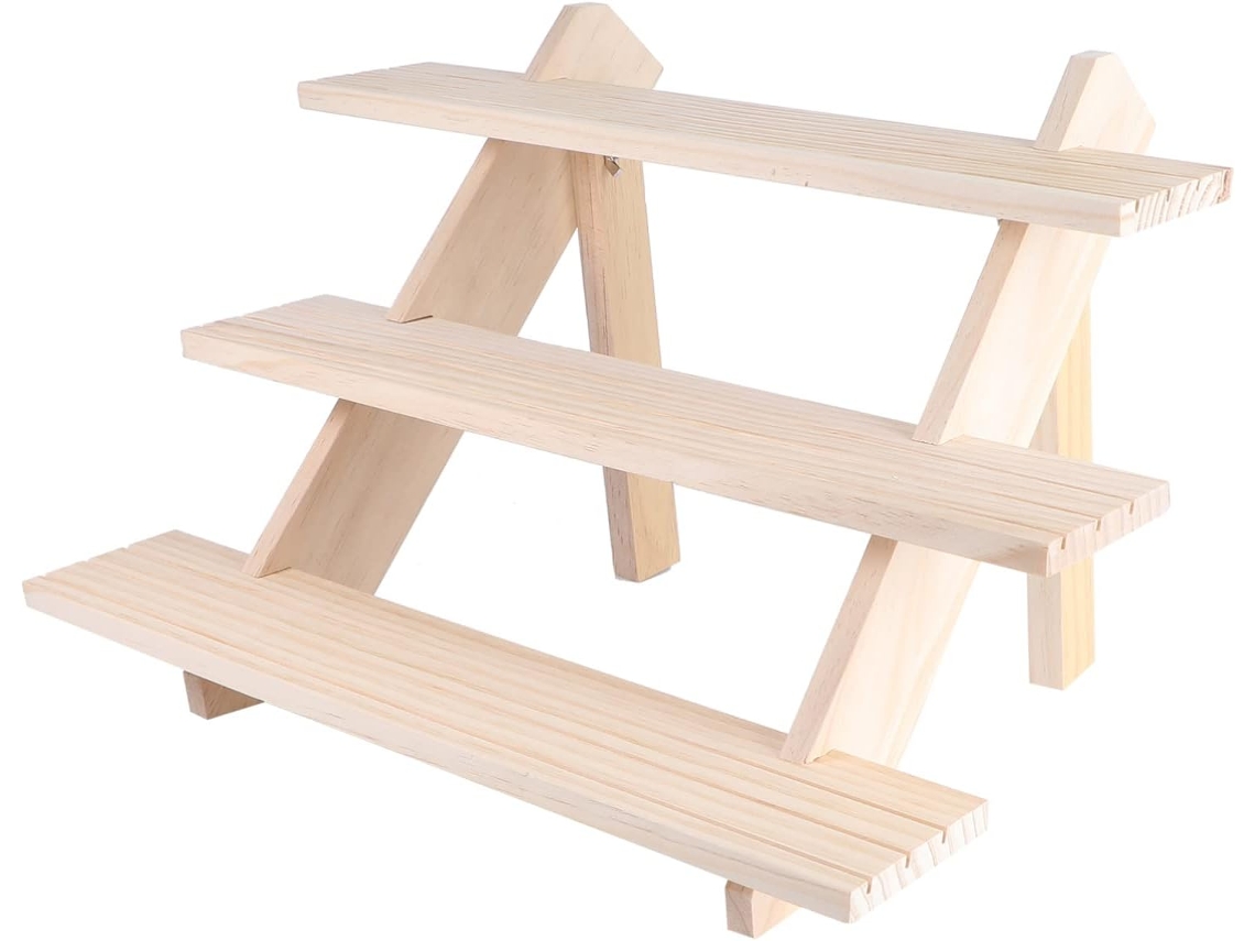 Suporte Para Joias De Madeira Maciça Com Várias Camadas, Peça Única, Para Exibir Brincos E Colares.