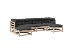 Conjunto 6 de Sofás de Jardim com Almofadões Pinho VIDAXL Maciço