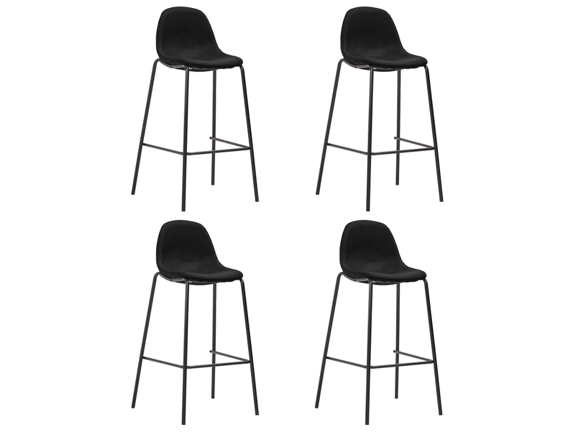 Vidaxl Cadeiras De Bar 4 Pcs Tecido Preto