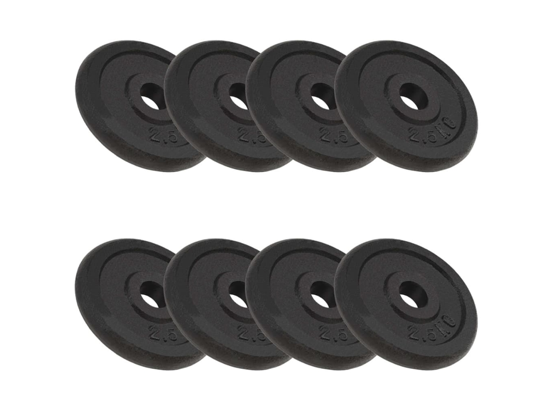 Vidaxl Discos De Musculação 8 Pcs 8x2,5 Kg Ferro Fundido