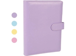 Pasta De Couro Sintético A5, Pasta Recarregável Com 6 Argolas, Pasta Para Cadernos De Negócios E Cadernos De Reunião Brilvibera (roxo)