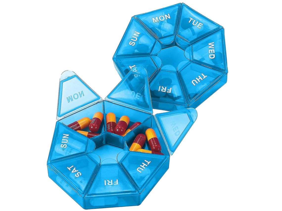 Conjunto De 2 Porta Comprimidos Portátil Organizador Comprimidos Para 7 Dias Caixa Armazenamento Medicamentos Fácil Enchimento, Aquaforge