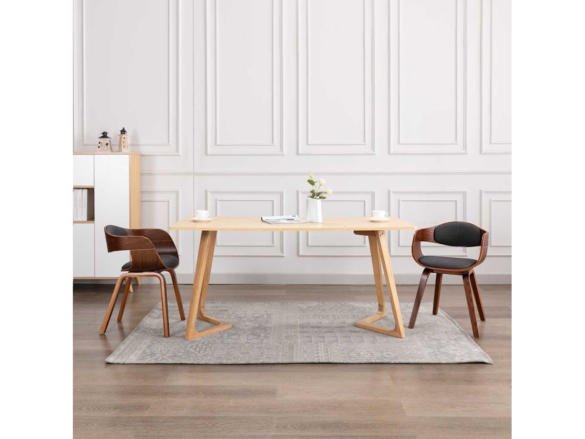 Vidaxl Cadeiras De Jantar 2 Pcs Madeira Curvada E Tecido Cinzento