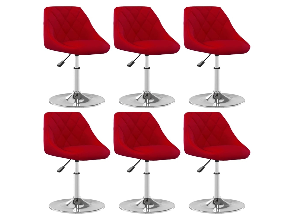 Vidaxl Cadeiras De Jantar Giratórias 6 Pcs Veludo Vermelho Tinto