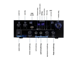 Amplificador Doméstico Ak55 900w Max 2.0 Canais Com Bluetooth, Áudio Hi-fi, Karaokê E Reprodutor De Música (ue)