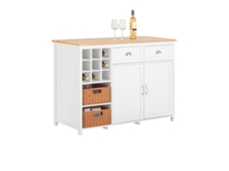 Ilha de Cozinha com Aparador de 2 Cestos de Vime Knl05-W SOBUY