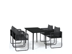 Garden Dining Set, Garden Dining Sets Vidaxl Preto Aço (140 Cm Table Length)