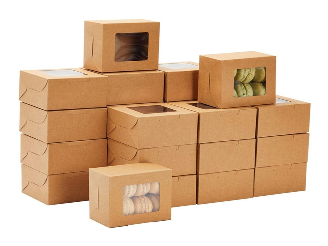 Caixas de Papel Lurelia, 35 Unidades, Papel Kraft, Castanho, Janela, Para Bolos E Doces