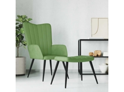 Vidaxl Cadeira De Descanso Com Banco Veludo Verde-claro