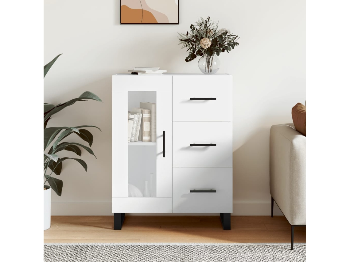 Aparador 69,5x34x90 cm Madera Procesada Blanco Brillo