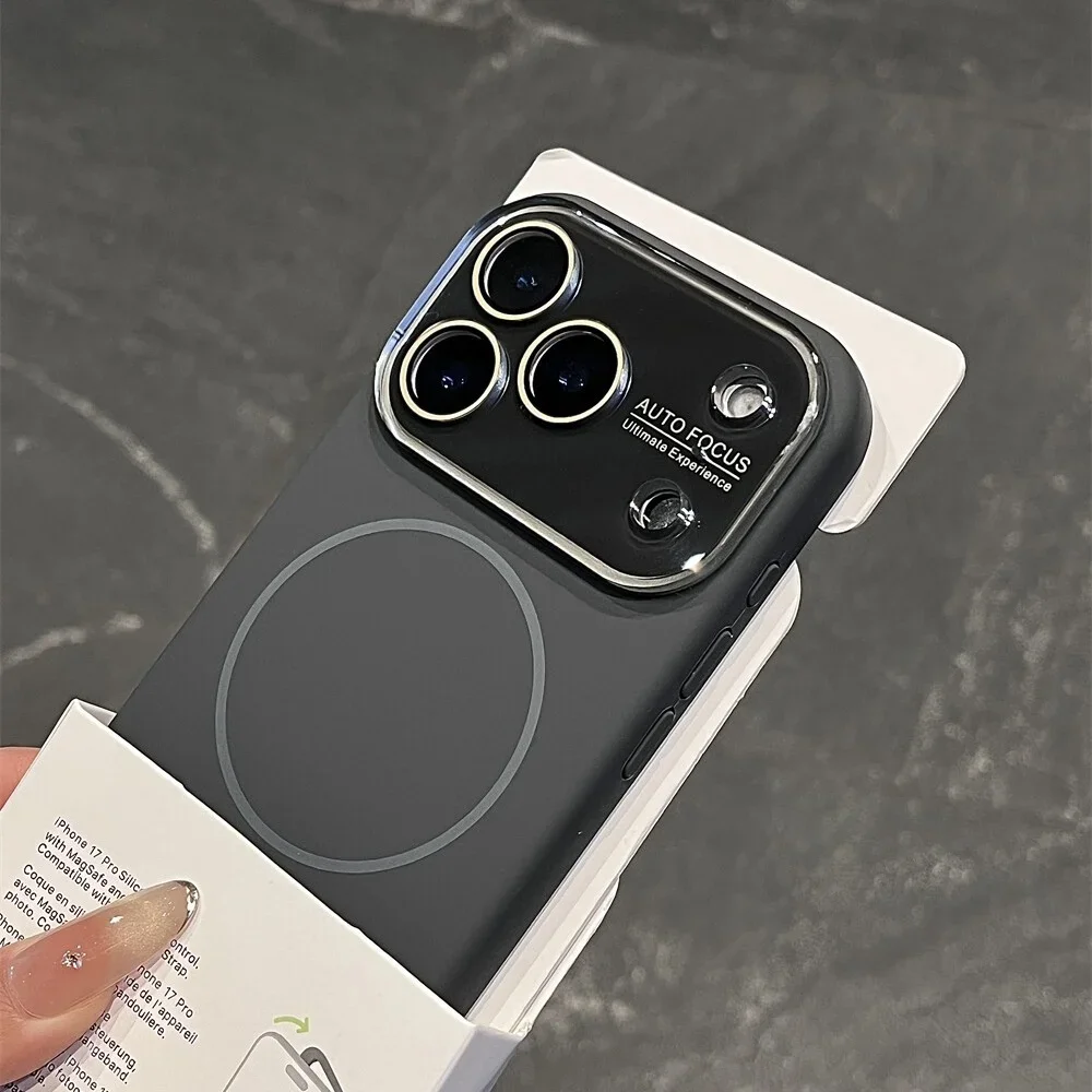Capa Protetora Magnética De Silicone Líquido Com Lente De Vidro (cinza Grafite Para Iphone 15)