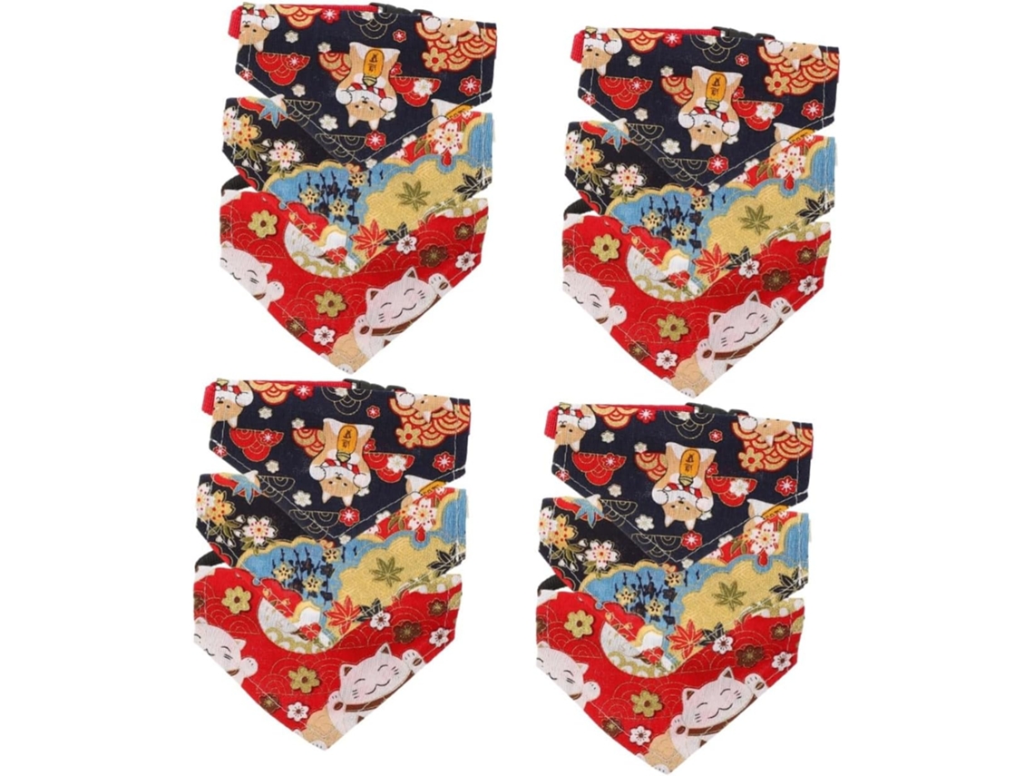 Conjunto De 12 Lenços Adoráveis Estimação, Laváveis, Com Formato De Babador E Design Triangular, Em Algodão