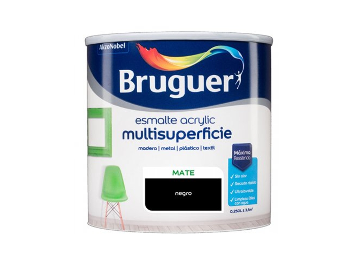 Esmalte Acrílico Preto Fosco 250ml 5160686 Bruguer