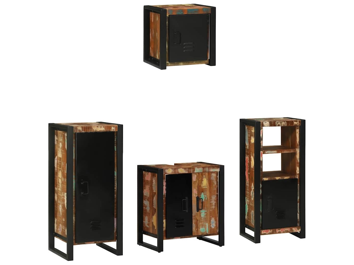 Vidaxl Conjunto De Móveis Para Banheiro 4 Unid. Multicolorido E Preto