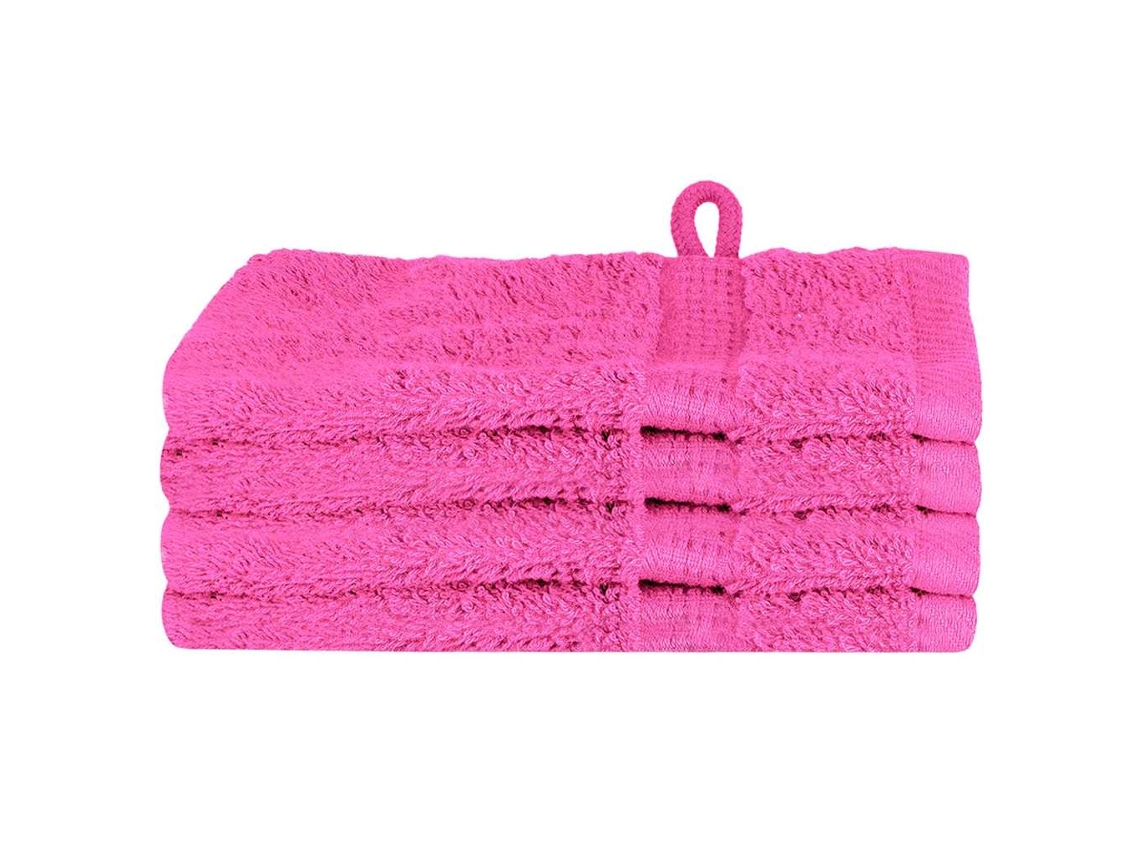 Conjunto 4 Toalhas Vidaxl Rosa Algodão