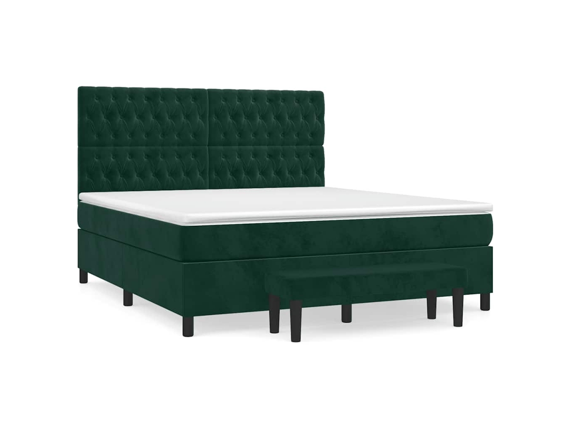 Cama com Molas/colchão 180x200 Cm Veludo Verde escuro MAISON EXCLUSIVE