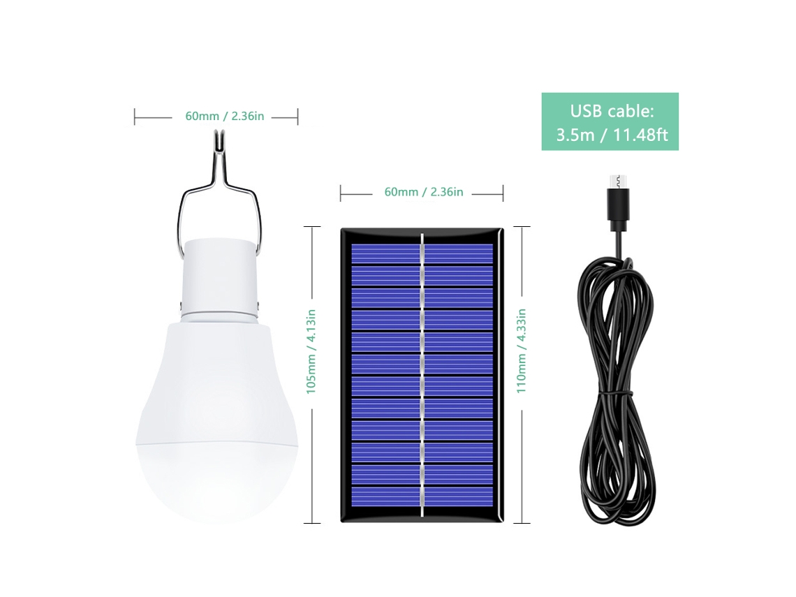 2026 bombilla Solar Portátil 130lm Led para Senderismo, Pesca, Camping e Iluminação de Tendas