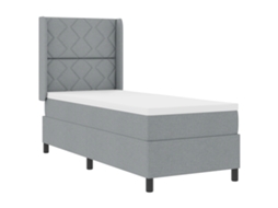 Cama Box  Com Colchão E Luz Led Cinza Claro Vidaxl, Tecido. (80x200 Cm)