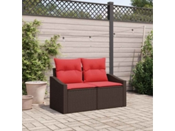 Vidaxl Sofá De Jardim Castanho 123 X 62 X 69cm Vime Pe
