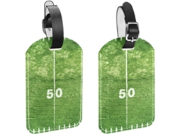 Etiquetas De Bagagem Em Couro Pu Com Estampa Campo Futebol Grunge Pacote 2 Proteção Privacidade
