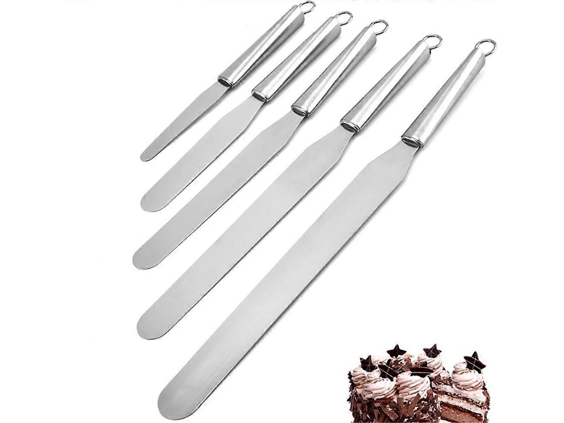 Set de Espátulas de Acero Inoxidable 3 Espátulas Rectas Y 1 Angular, Ferramentas para Decorar Bolos, Cupcakes e Sobremesas