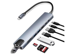 Hub Usb C Estação de Acoplamento Adaptador Usb C 8 em 1 com Hdmi 4K @ 60 Hz Porta Usb 3.0 / 2.0 Pd de 100 W Ethernet Rj45 Leitor de Cartão