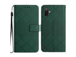 Capa De Couro Com Textura De Grade Rômbica Para Celular