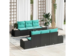 Vidaxl Conjunto De Sofá De Jardim 7 Unid. Preto Vime Pe