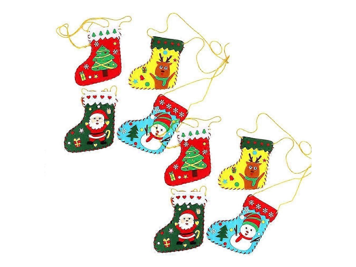 Conjunto De 8 Meias De Natal Infantis Feitas À Mão Para Presentes. Loja Olysi