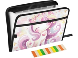 Pasta Expansível Com Estampa De Unicórnio Desenho Animado, 13 Bolsos, Tamanho A4 E Carta, Com Fecho De Zíper,