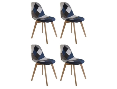 Conjunto de 4 Cadeiras Patchwork Colmar 85Cm Azul Preço Paris PARIS PRIX