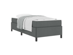 SYFAX™ Cama Box com Colchão Cinza Escuro 90 X 190 Cm Tecido
