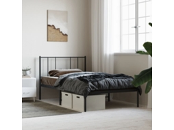 Vidaxl Estrutura De Cama Com Cabeceira 90x200 Cm Metal Preto