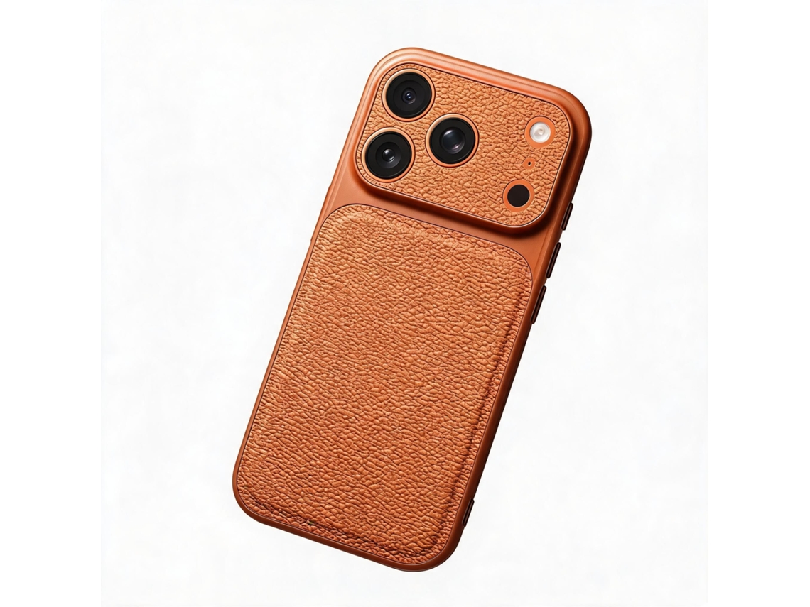 Capa Hibbent Para Iphone 18 Pro Max Com Textura Litchi E Proteção Anti-queda (laranja)