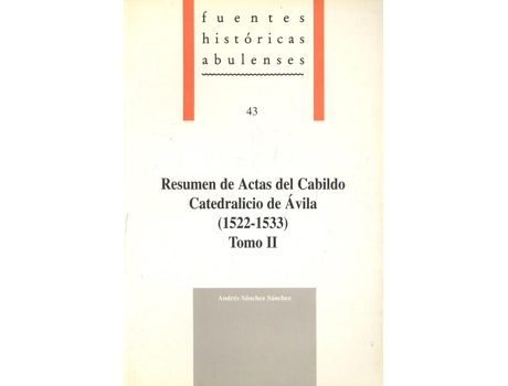 Livro Resumen de actas del Cabildo Catedralicio de Avila: 1511-1521 de VVAA (Espanhol)