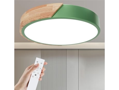 Wooden Ceiling Light, Dimmable Ceiling Light 3000k 6000k, Remote Control Led Ceiling Light, 18w Modern Light, 30cm,green Beijiyi